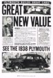 1938 Plymouth Deluxe and Business Models Advertisement